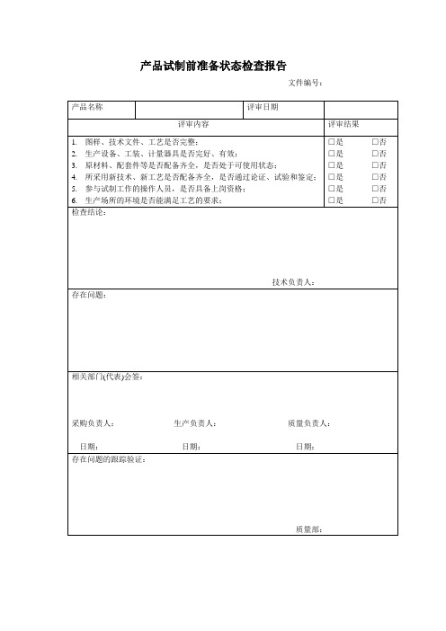 产品试制前准备状态检查报告