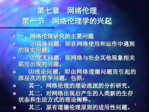 应用伦理学 第七章 网络伦理 国家级课程课件 13页