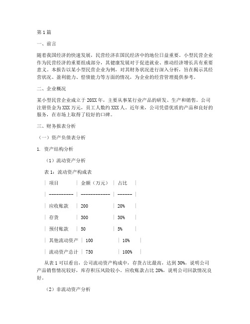 小型民企财务分析报告(3篇)