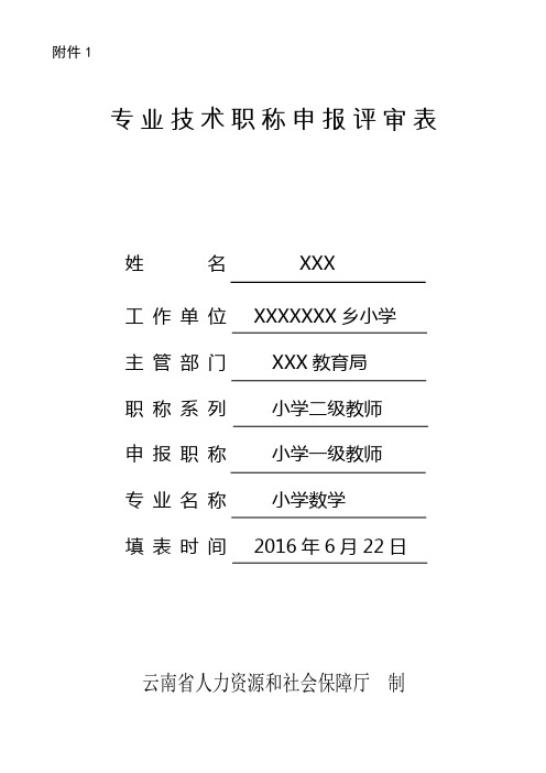 云南省专业技术职称申报评审表