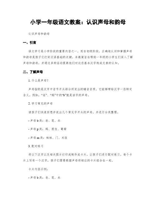 小学一年级语文教案：认识声母和韵母