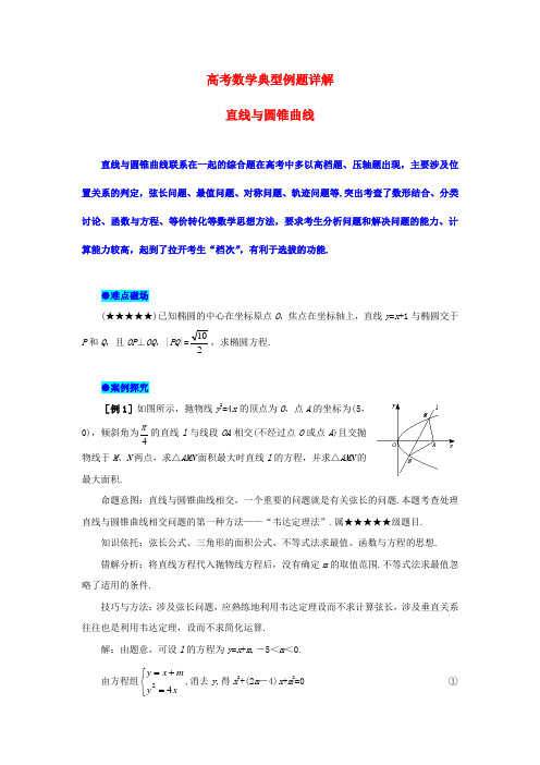 湖北省黄冈中学高考数学 典型例题24 直线与圆锥曲线