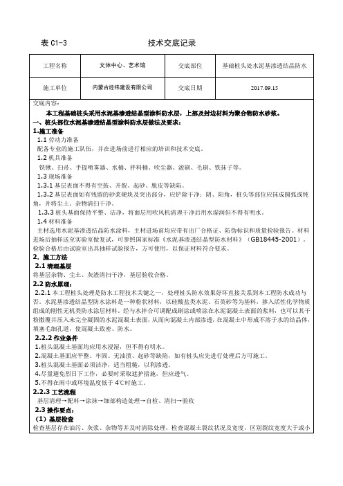 水泥基渗透结晶防水技术交底