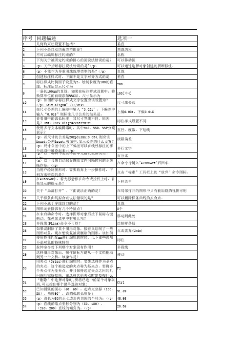 AutoCAD 2014初级工程师试题参考