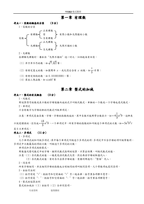 2018初中数学知识点中考总复习总结归纳