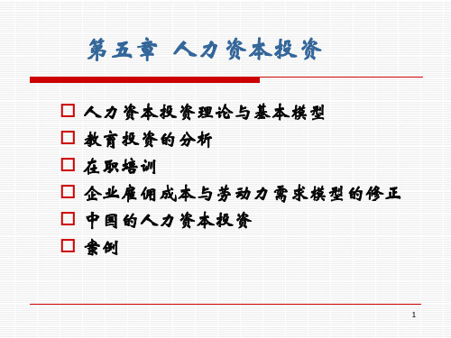 第五章 人力资本投资