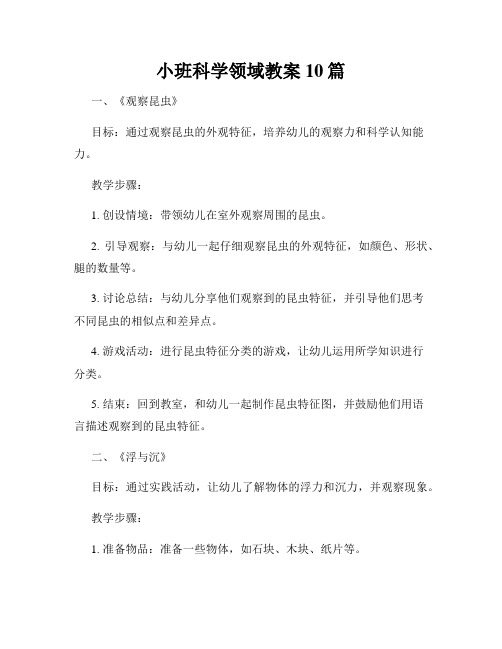 小班科学领域教案10篇