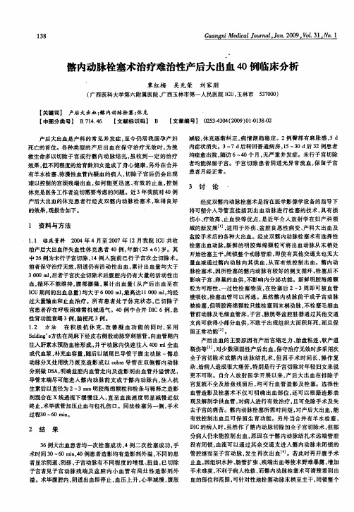 髂内动脉栓塞术治疗难治性产后大出血40例临床分析