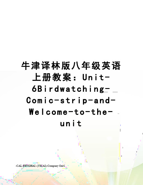 牛津译林版八年级英语上册教案：Unit-6Birdwatching-Comic-strip-and-