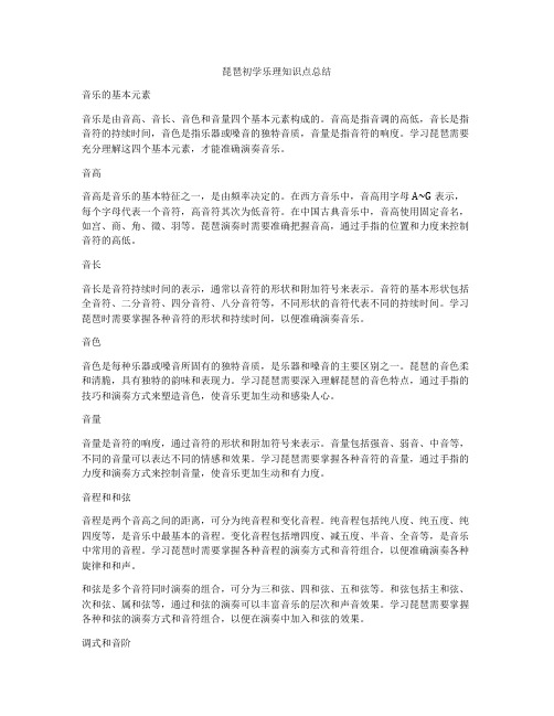 琵琶初学乐理知识点总结