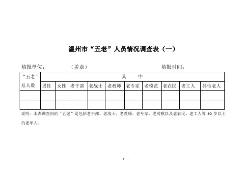 温州市“五老”人员情况调查表(一)