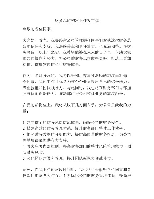 财务总监初次上任发言稿