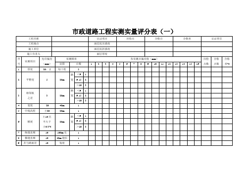 市政道路工程实测实量评分表(一)