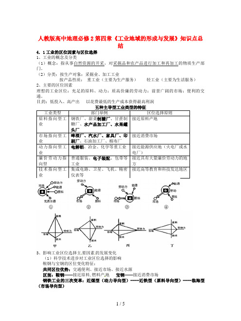 人教版高中地理必修2第四章《工业地域的形成与发展》知识点总结