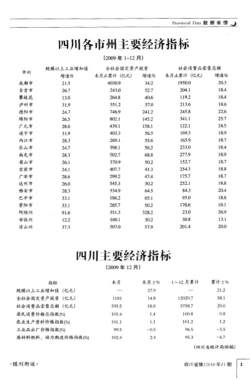 四川主要经济指标