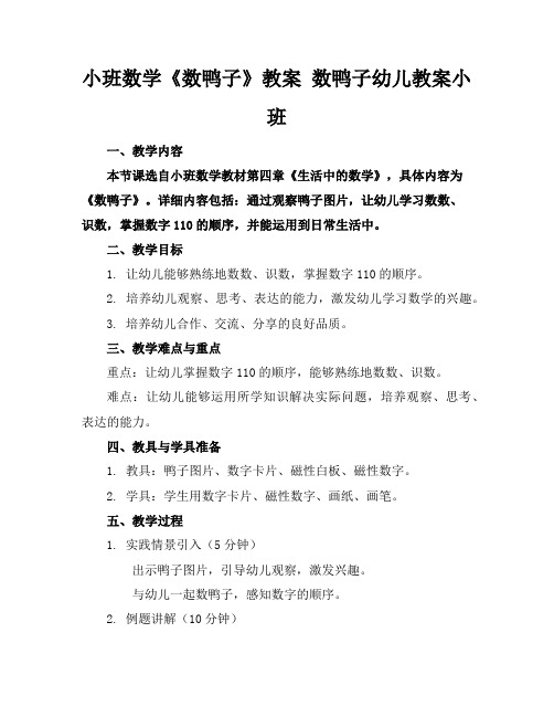 小班数学《数鸭子》教案数鸭子幼儿教案小班