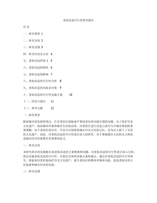 老街改造可行性研究报告