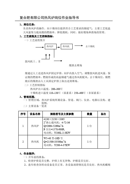 复合肥有限公司热风炉岗位作业指导书