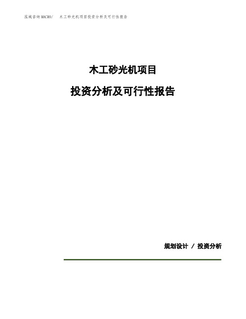 木工砂光机项目投资分析及可行性报告