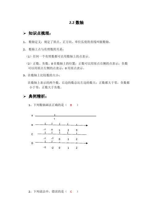 2.2.1-2.2.2数轴、在数轴上比较数的大小-华东师大版七年级数学上册同步讲义（学生版教师版）