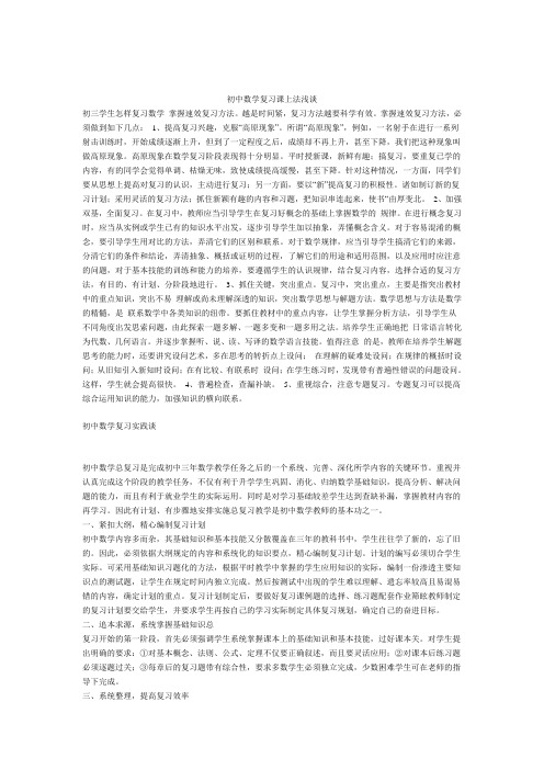 初中数学复习课上法浅谈