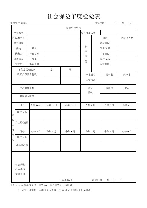 社会保险年检表