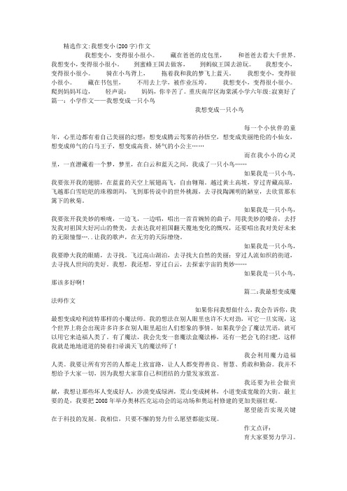 我想变小(200字)作文