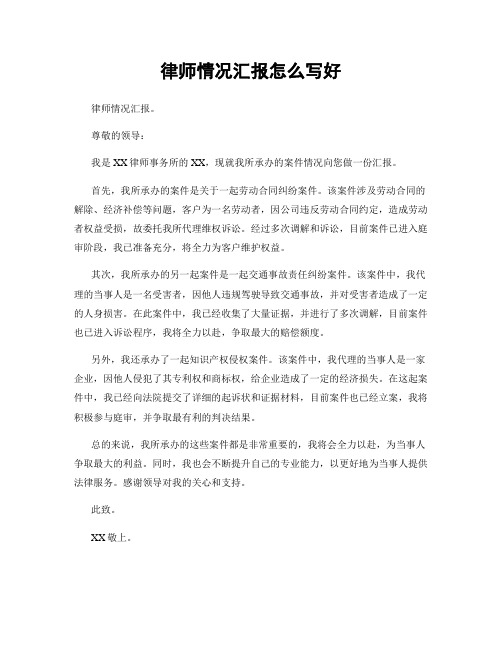 律师情况汇报怎么写好