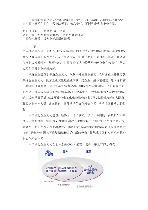 中国移动通信企业文化的核心内涵