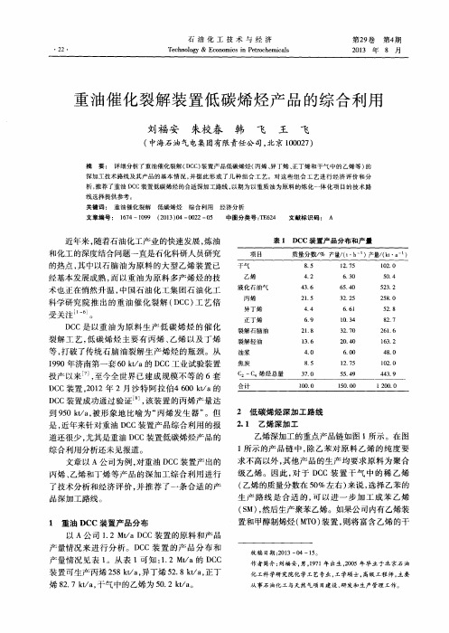 重油催化裂解装置低碳烯烃产品的综合利用