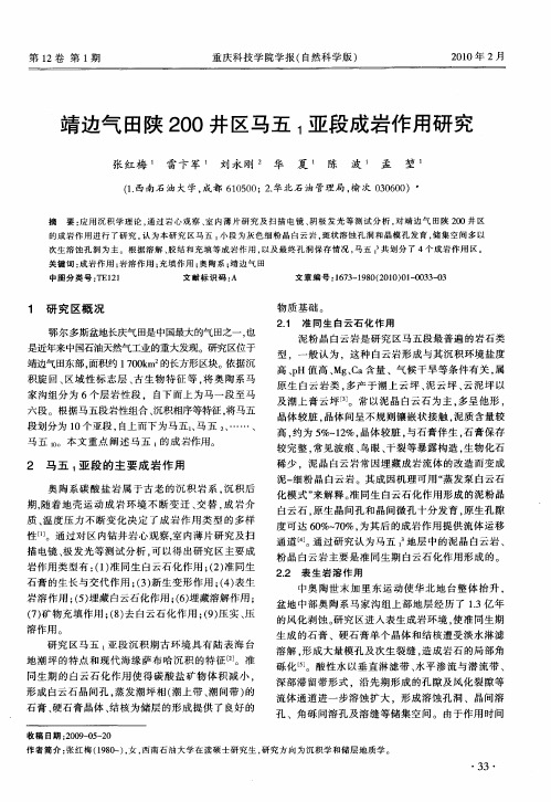 靖边气田陕200井区马五1亚段成岩作用研究