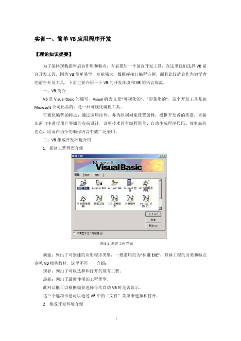 Microsoft Visual Basic工具的使用及简单程序开发