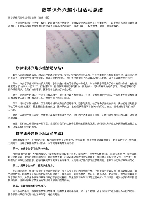 数学课外兴趣小组活动总结