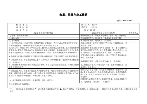 起重、吊装作业工作票模板