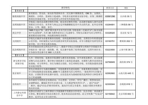 上海各区初中特色学校