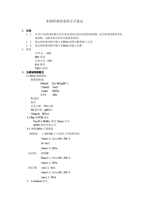 水稻转基因系的分子鉴定方法