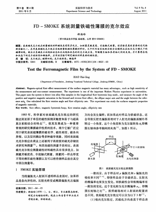 FD-SMOKE系统测量铁磁性薄膜的克尔效应