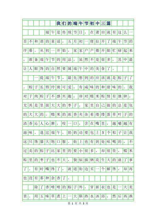 2019年我们的端午节初中作文600字
