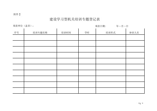 建设学习型机关培训专题登记表.doc