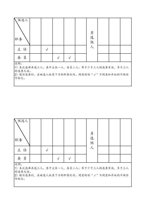 选票模版