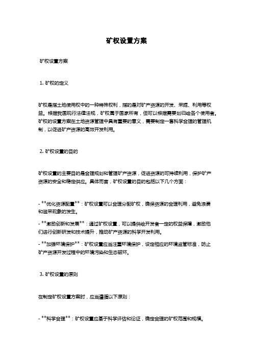 矿权设置方案