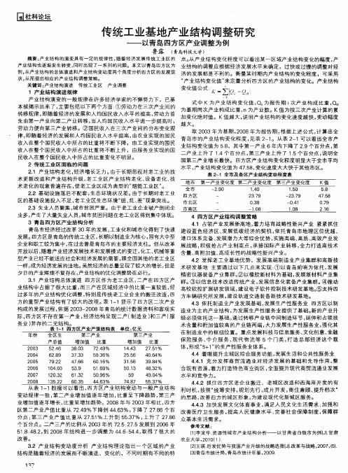 传统工业基地产业结构调整研究——以青岛四方区产业调整为例