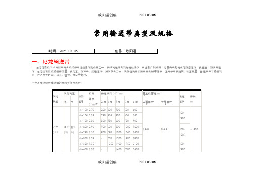 常用输送带类型及规格之欧阳道创编