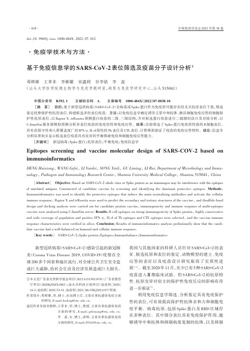 基于免疫信息学的SARS-CoV-2表位筛选及疫苗分子设计分析