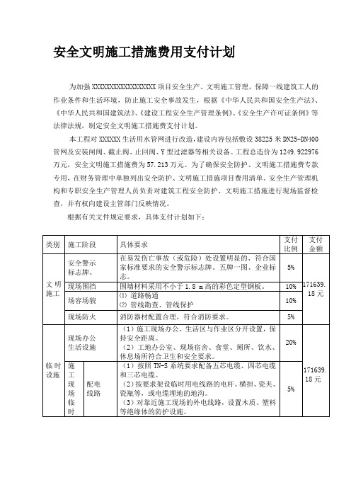 建设工程安全作业环境及安全施工措施费支付计划(2)