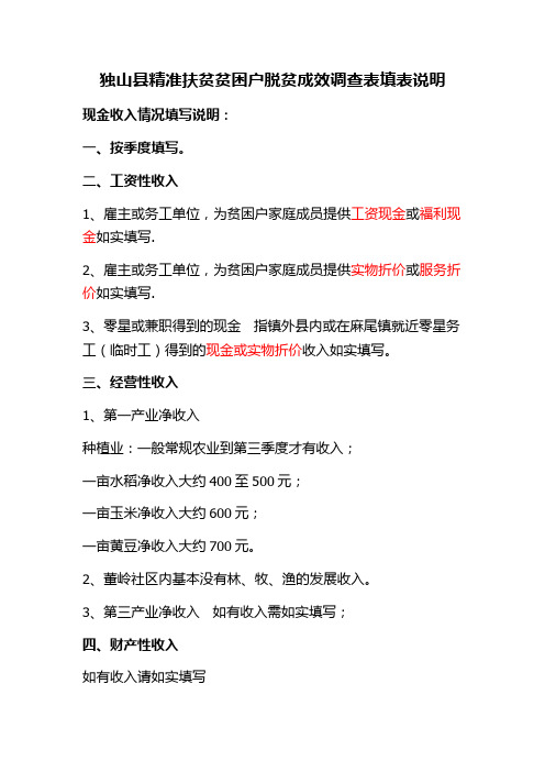 脱贫成效调查表填写说明(1)