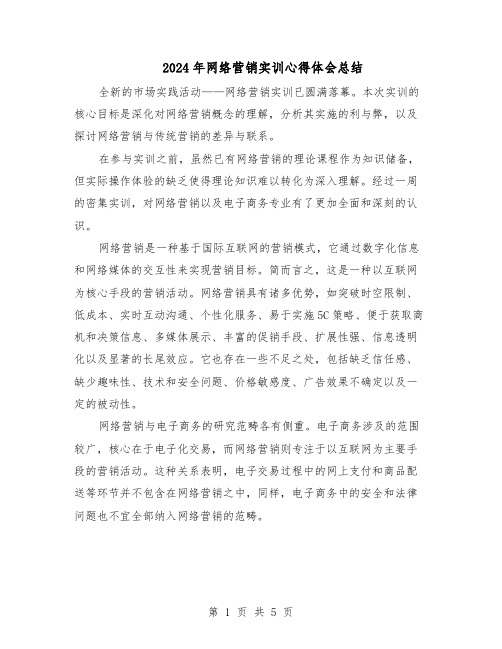 2024年网络营销实训心得体会总结(3篇)