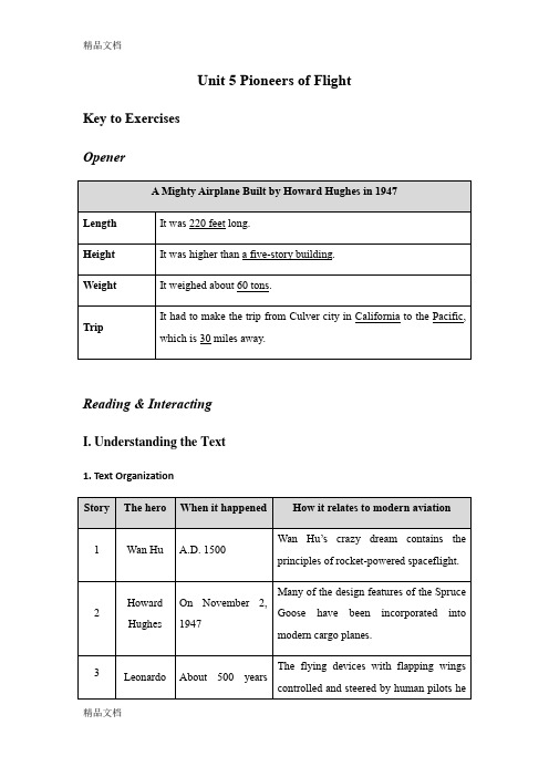 最新全新版大学进阶英语综合教程第二册答案U5-Key-to-Exercises