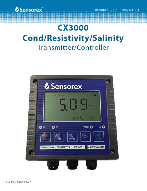 CX3000 Cond Resistivity TDS 传感器传输器 控制器操作手册说明书