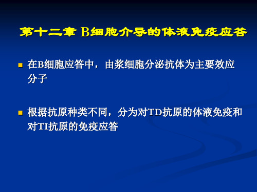B细胞介导的体液免疫应答.